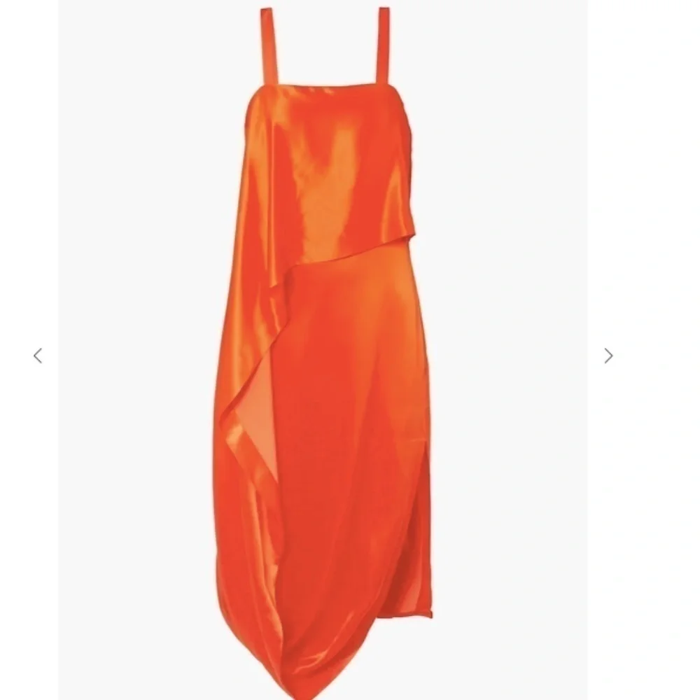 Temperley Orange Satin Darling Asymmetrical Draped Dress UK 8 US 4